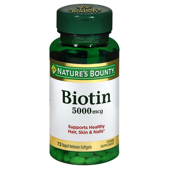 Nature's Bounty Biotin Rapid Release Softgels, 5000, Original, 72 Ct
