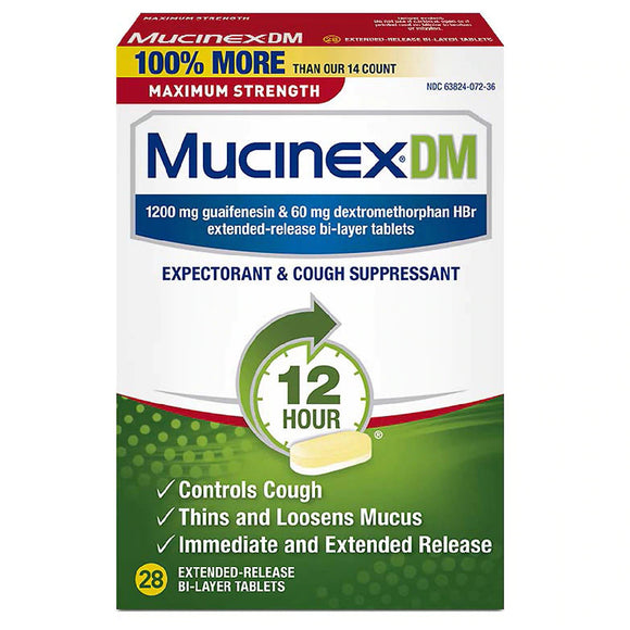 MUCINEX DM 12 HOUR EXPECTORANT & COUGH SUPPRESSANT MAX STRENGTH TABLETS 28 CT