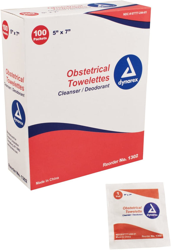 Dynarex 消毒清洁棉片 Obstetrical Towelettes 100 片PACKETS