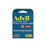 Advil Tablets, Ibuprofen 200 mg, 4 Coated Tablets