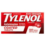 Tylenol Extra Strength Acetaminophen Coated Tablets, for Adults, 500 mg, 100 count