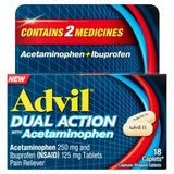 ADVIL DUAL ACTION WITH ACETAMINOPHEN 18 CAPLETS