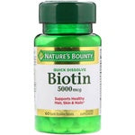 Natures Bounty Biotin 5000 mcg Quick Dissolve Tablets, Strawberry Flavor - 60 ea