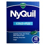 Vicks NyQuil Cold and Flu Nighttime Relief Liquid Capsules, 48 Ea