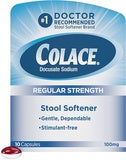 Colace Regular Strength Stool Softener, 100 mg Capsules, 10 Count