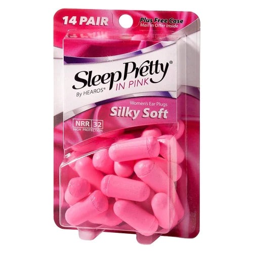 Hearos Sleep Pretty in Pink Silky Soft Ear Plugs for Women, 14 Pairs