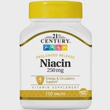 21st Century Niacin Prolonged Release Energy & Circulatory Support 250 mg Tablets, 110 Ea
