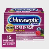 Chloraseptic Max Strength Sore Throat Lozenges, Wild Berries Flavor, 15 Count