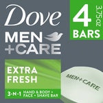 Dove Men+Care Extra Fresh Body and Face Bar Soap - 4pk - 3.75oz each