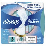 Always Infinity Feminine Pads for Women, Size 3, Extra Heavy Flow, with Wings, Unscented, 28 Ct