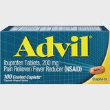 Advil Pain Reliever and Fever Reducer Ibuprofen 200Mg for Pain Relief - 100 Coated Caplets