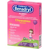 BENADRYL CHILDREN'S ALLERGY RELIEF CHEWABLES GRAPE 20 CT , CHEWABLE