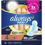 ALWAYS MAXI SIZE 4 16 PADS SERVIETTES