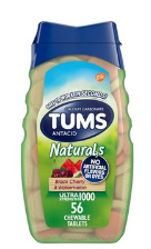 Tums Antacid Naturals Chewable Tablets Black Cherry and Watermelon - 56 ct