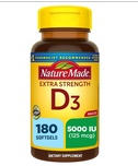 Nature Made Extra Strength Vitamin D3 5000 Iu (125 Mcg)Softgels - 180ct