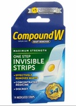 Compound W Maximum Strength One Step Invisible Wart Remover 14 Strips