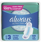 Always Ultra Thin Pads, Flexi-Wings, Extra Long Super, Size 3 - 17 pads