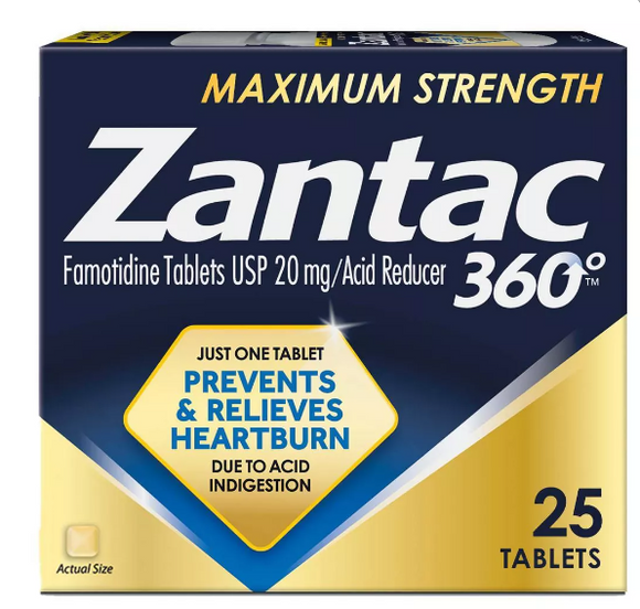 Zantac Famotidine 360 Cool Mint 20mg Tab 25 count