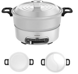 Joydeem 电火锅 3.5L - Joydeem 2 in 1 Electric Hot Pot, 3.5L Shabu Shabu Pot with Two Removable Pot, Ceramic Non-stick Coating, 1400W, JD-HG3706W