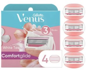 Gillette Venus Comfort Glide White Tea Women's Razor Blade Refills, 4 Count