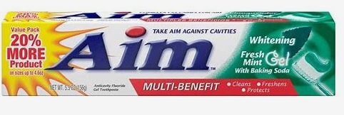 Aim Whitening Anticavity Fluoride Toothpaste Gel Fresh Mint - 5.5 Oz