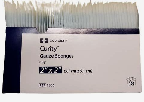 COVIDIEN CURITY GUAZE SPONGES 8 PLY 2''*2''