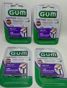 GUM Ortho Wax / Cire Pre - Cut Lot Of 4 Packs Mint New