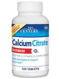 21st Century, Calcium Citrate Maximum + D3, 120 Tablets