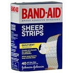 BAND-AID ADHESIVE BANDAGES SHEER STRIPS ONE SIZE 40 CT