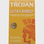 Trojan Stimulations Ultra Ribbed Latex Condoms, Premium Lubricant - 12 pack