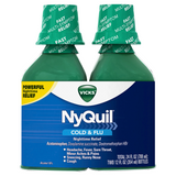 Vick NyQuil Cough Cold and Flu Nighttime Relief, Original Liquid, 2x12 Fl Oz