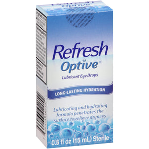 Refresh Optive Brand lubricant eye drops, Long-Lasting Hydration 0.5 fl. oz. box 人工润滑泪液 长效保湿版 15ml