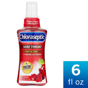 Chloraseptic Brand Sore Throat Spray, Cherry Flavor, 6 fl oz (177 mL) 喉咙痛喷雾，樱桃味