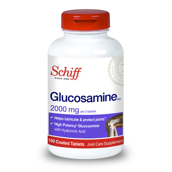 Schiff Brand Glucosamine + Hyaluronic Acid Tablets, 2000mg. 150 Coated Tablets  葡萄糖胺+透明質酸片, 關節軟骨補充劑 150粒
