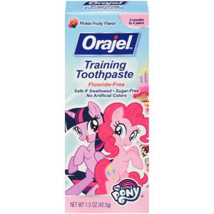Orajel Brand My Little Pony Fluoride-Free Training Toothpaste, Pinkie Fruity, 1.5 oz 儿童版不含氟牙膏 3个月-4岁儿童 42.5g