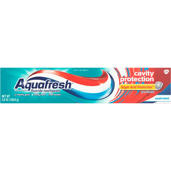 Aquafresh Brand Cavity Protection Fluoride Toothpaste, Cool Mint, 5.6 oz (158.8g)  全效保护含氟牙膏 超强薄荷型
