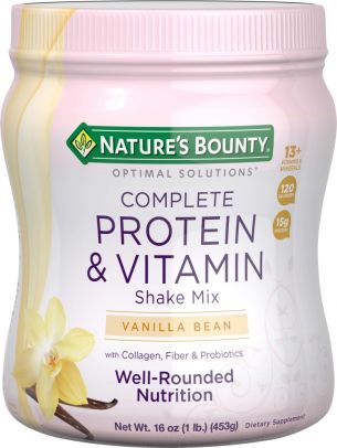 Nature's Bounty Brand Complete Protein & Vitamin Shake Vanilla Mix 1 lb 蛋白质和维生素奶昔混合物 香草味 453g