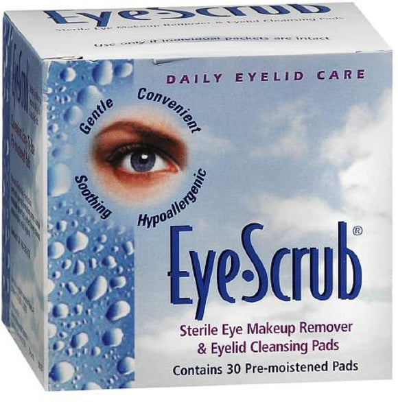 Eye Scrub Sterile Eye Makeup Remover & Eyelid Cleansing Pads 30 each  眼部去角质无菌眼部卸妆液和眼睑清洁垫30个