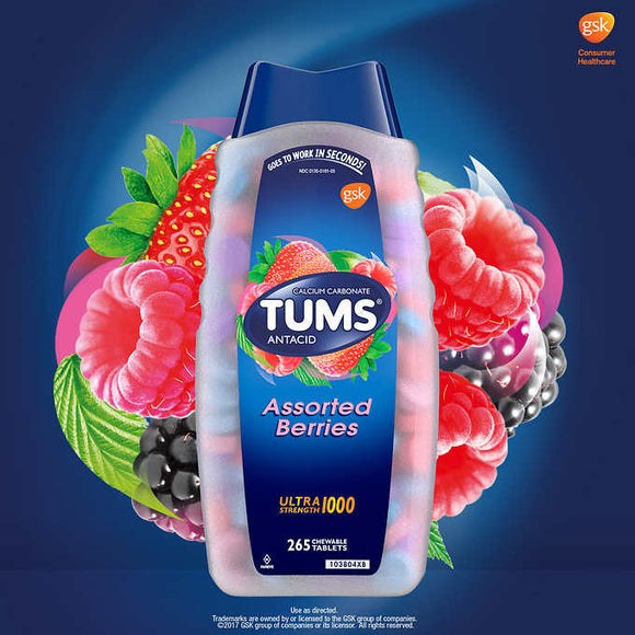 TUMS ASSORTED BERRIES ULTRA 1000 265 CHEWABLE TABLETS