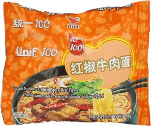 Unif 100 Brand Instant Noodle, Spicy Beef (108g)  統一100牌 方便麵, 紅椒牛肉麵