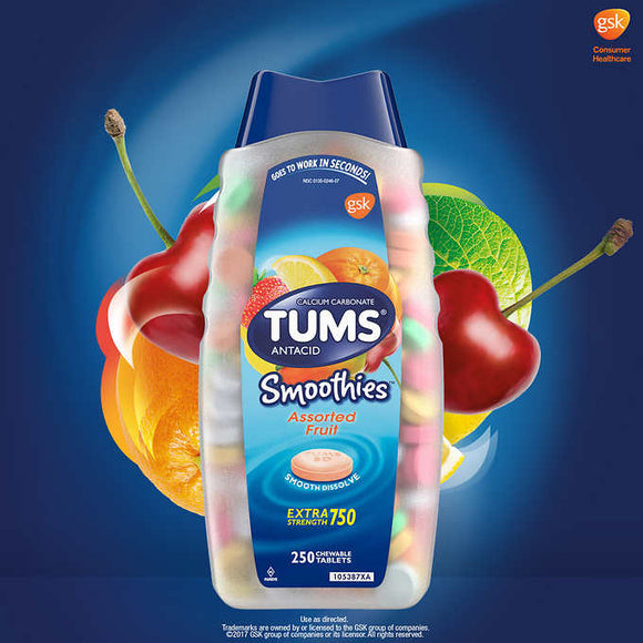 TUMS SMOOTHIES ASSORTED FRUIT 750 250T