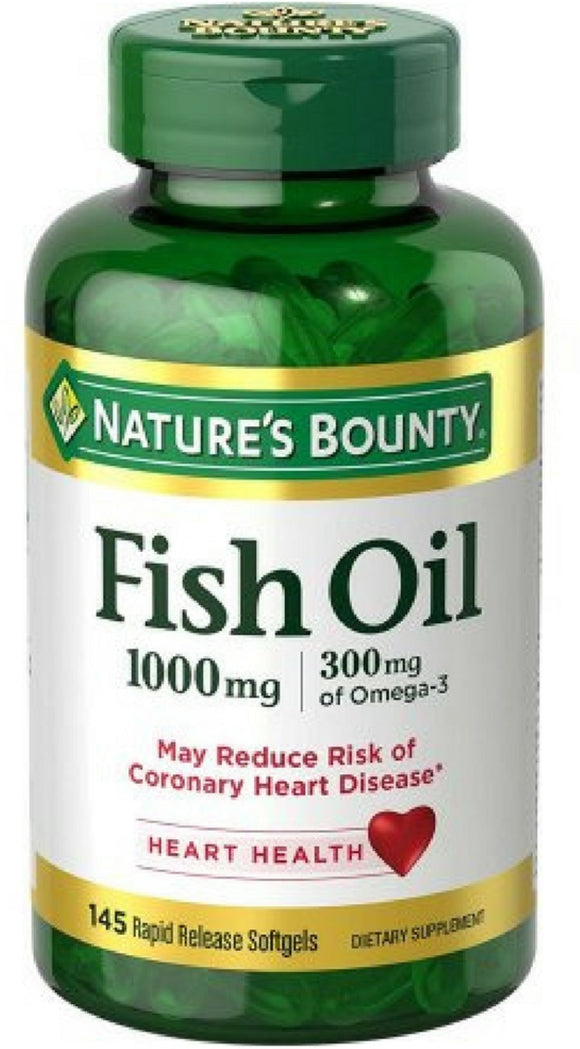 Nature's Bounty Brand Fish Oil Omega-3 1000 mg Softgels 145 each 欧米噶3鱼油 1000毫克 145粒装
