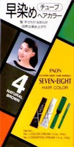 早染4號(大) PAON Brand SEVEN-EIGHT Hair Color With Brush (#4 Natural Brown) 40g