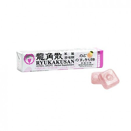 Ryukakusan (White Peach Flavor) Herbal Drops, Herbal Supplement 11 Drops (44g) 龍角散, 草藥 潤喉糖, 桃白味 11粒