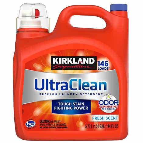 Kirkland Signature Brand Ultra Clean HE Liquid Laundry Detergent, 146 loads, 5.73 L (194 Fl oz)  洗衣液 5.73升