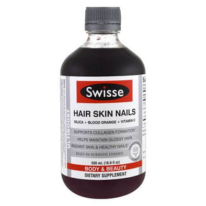 Swisse Brand Hair Skin Nails (Silica+Blood Orange+Vitamin C) Dietary Supplement, 500 mL (16.9 Fl oz)  包含二氧化矽, 血橙和維生素C混合物, 膳食補充劑