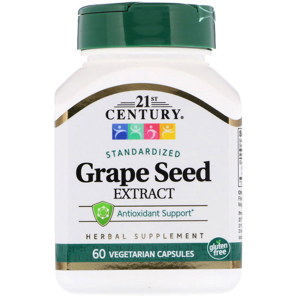 21st Century Brand Grape Seed Extract, Antioxidant Support, 60 Vegetarian Capsules   葡萄籽, 抗氧化劑補充品