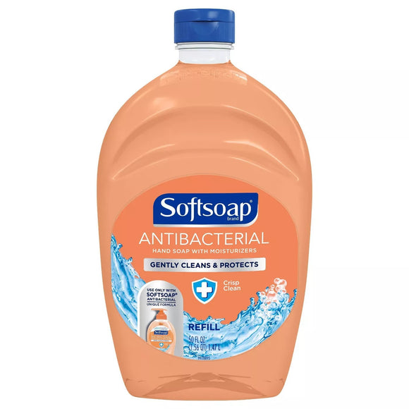 Softsoap Brand Antibacterial Liquid Hand Soap Refill, Crisp Clean 50 Fl oz (1.47 L)  抗菌洗手液補充裝, 清爽清潔
