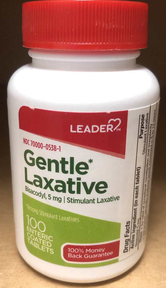 Leader Brand Gentle Laxative Bisacodyl, 5mg Stimulant Laxative 100 Tablets  溫和瀉藥