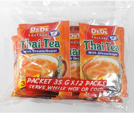 DeDe Brand 3 in 1 Instant Thai Tea with Cream & Sugar, 35g x 12 Packs  3合1 泰茶 35克 x 12包